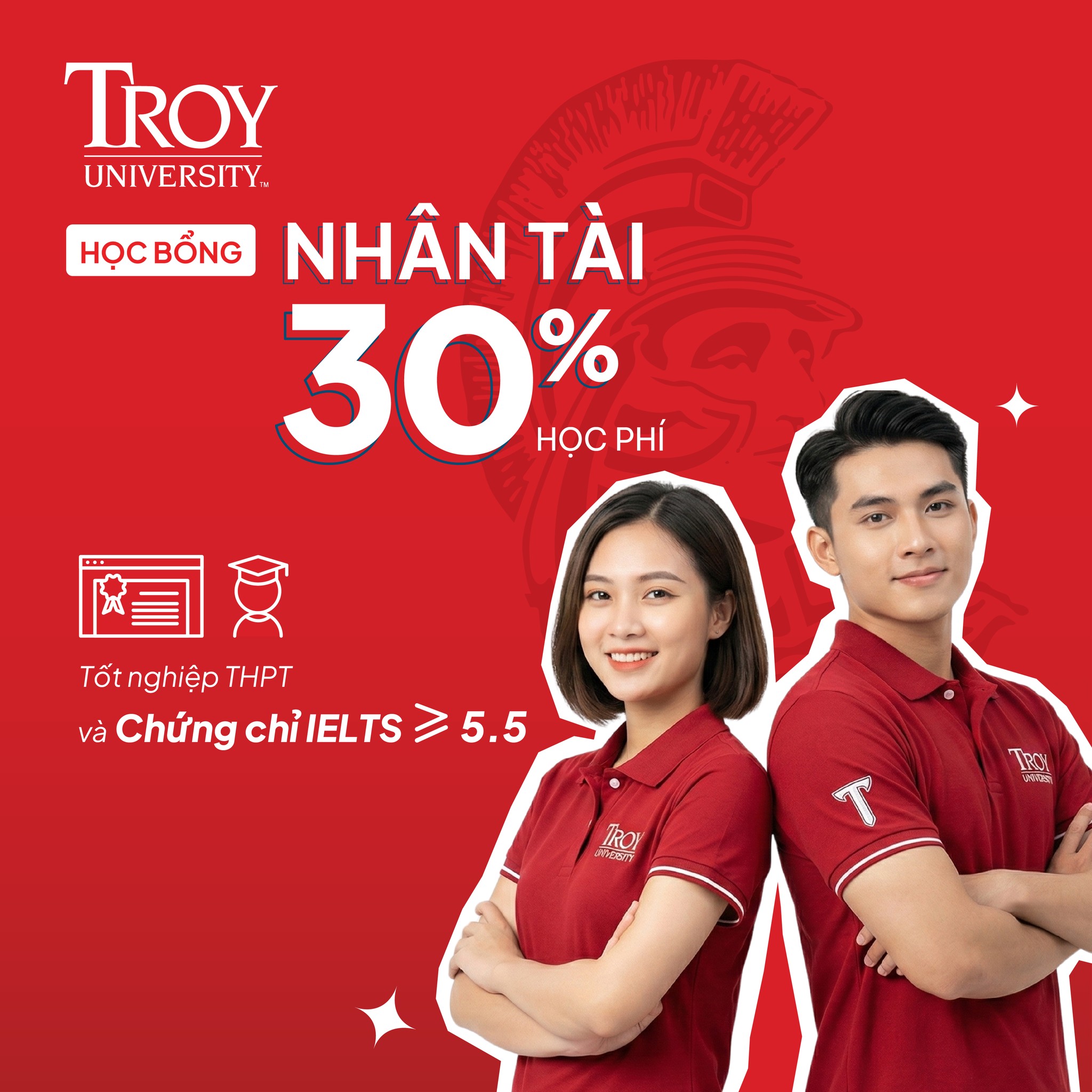 Troy University Danang Facebook ad: CÓ IELTS 5.5+ MÀ KHÔNG SĂN HỌC BỔNG…