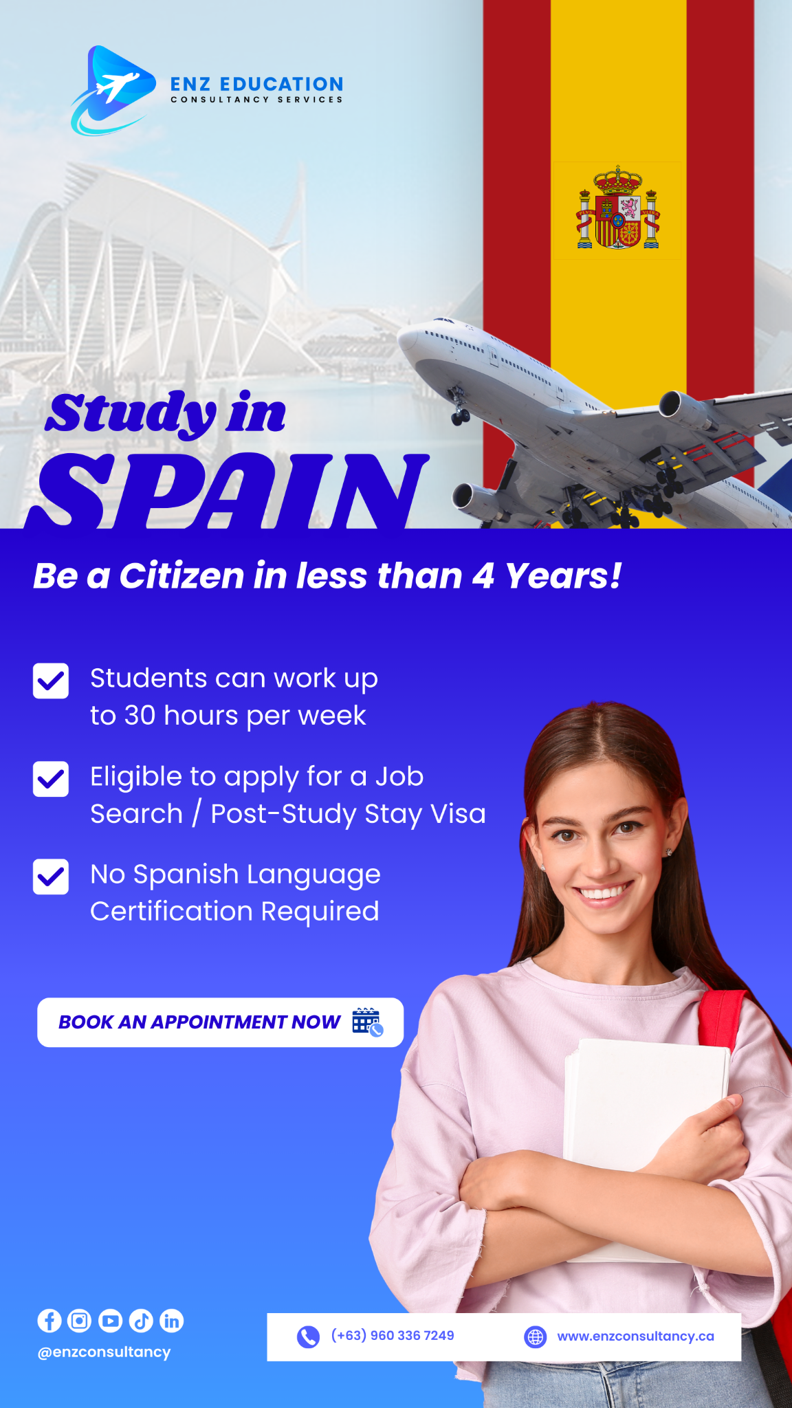 ENZ Education Consultancy Services Facebook ad from Apr 27, 2026