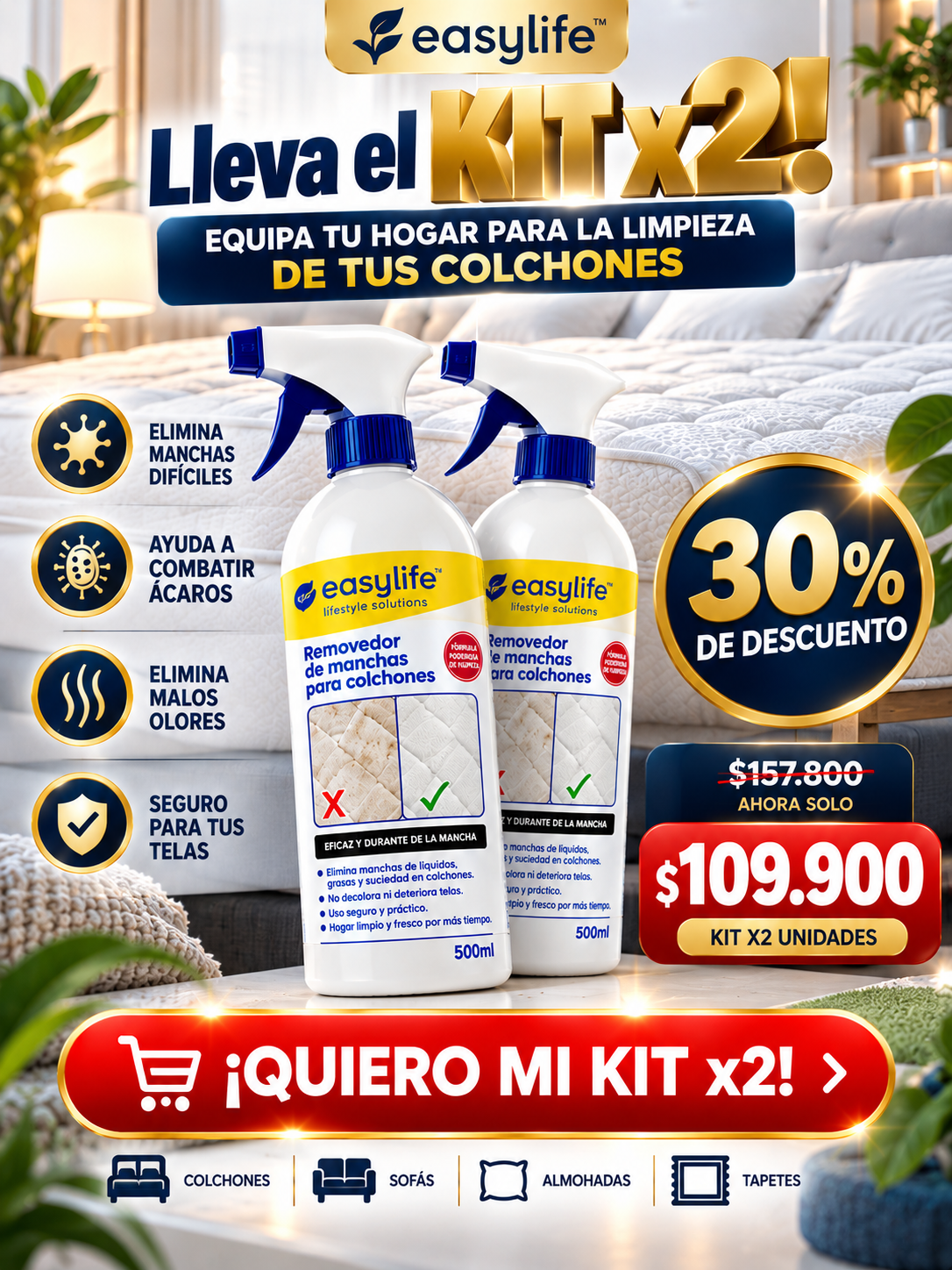 Emay Facebook ad: ¡Pide tu kit X2 EasyLife hoy! Y Dale una nueva apariencia…