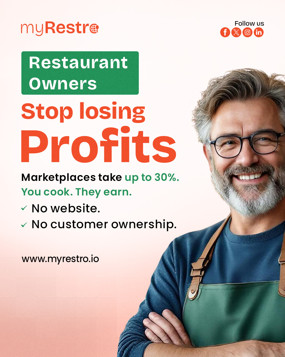 MyRestro.io Facebook ad: Get a FREE Restaurant Website for Your Business