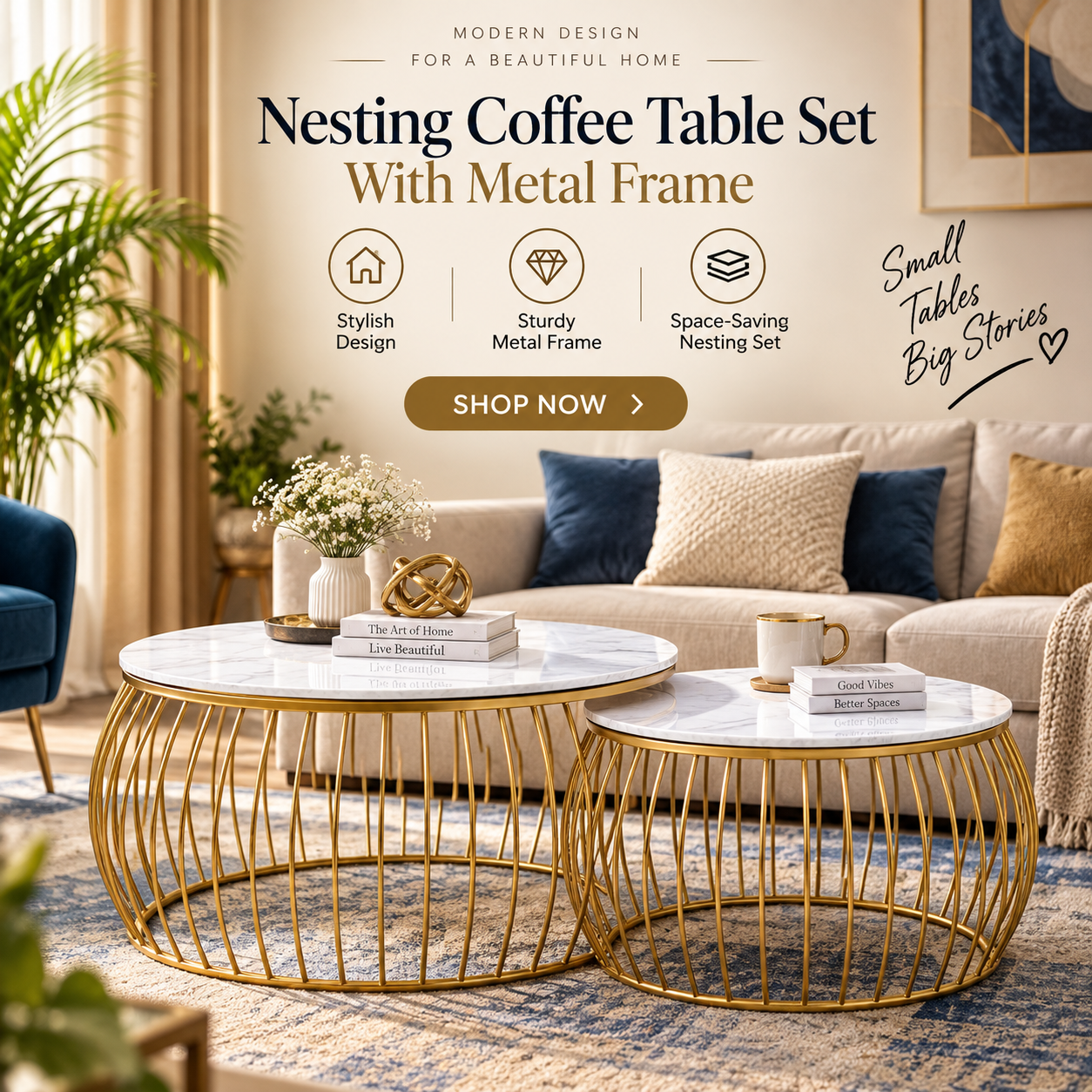 Viapradhan Facebook ad: Buy Nesting Coffee Table Set With Metal Frame Now!