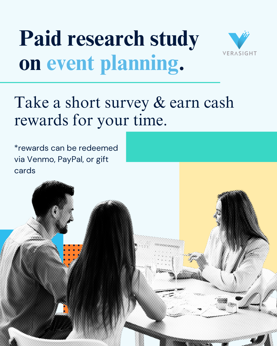 Verasight Surveys Facebook ad: Sign-up, earn points, redeem through Venmo