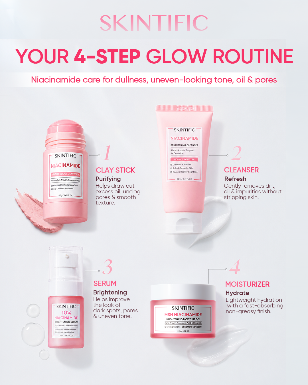 SkintificGlobal Facebook ad: Your 4-Step Glow Routine