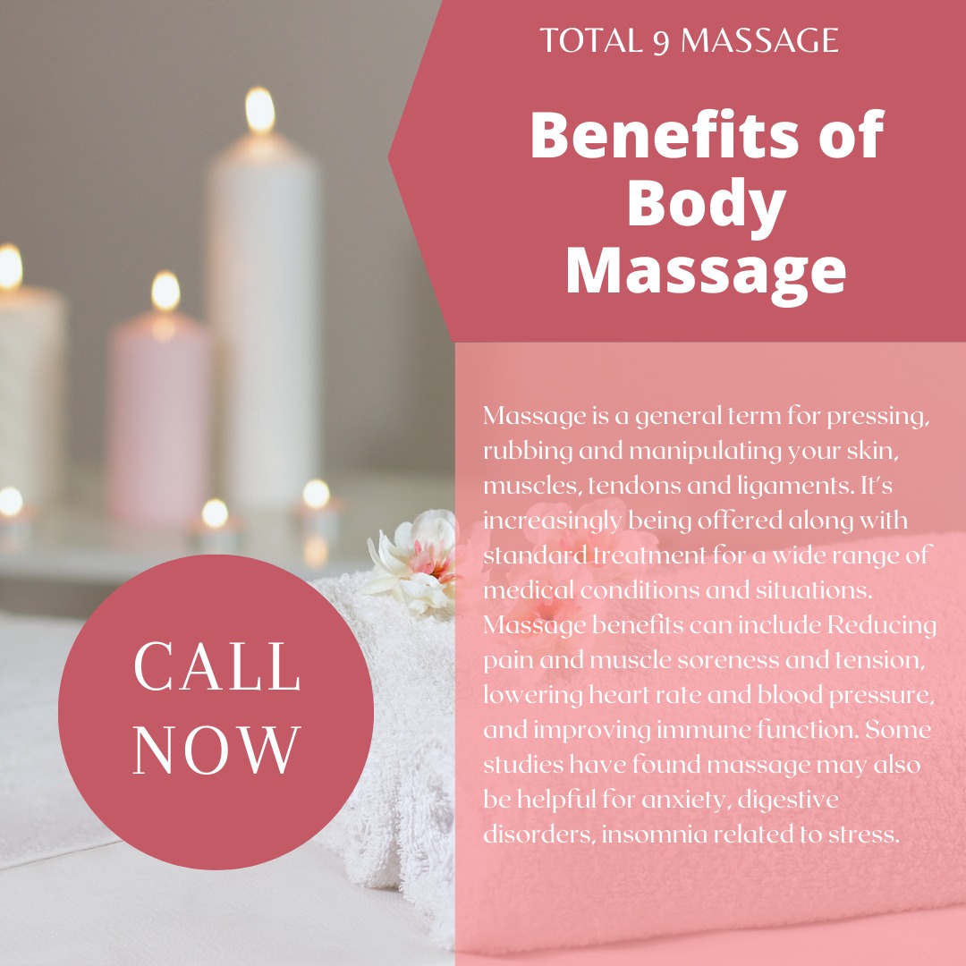 Total 9 Massage Facebook ad: Benefits of Body Massage