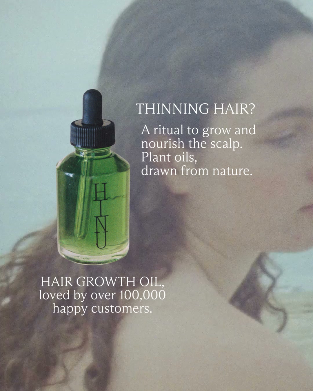 HINU Facebook ad: Most oils coat hair, ours feeds it