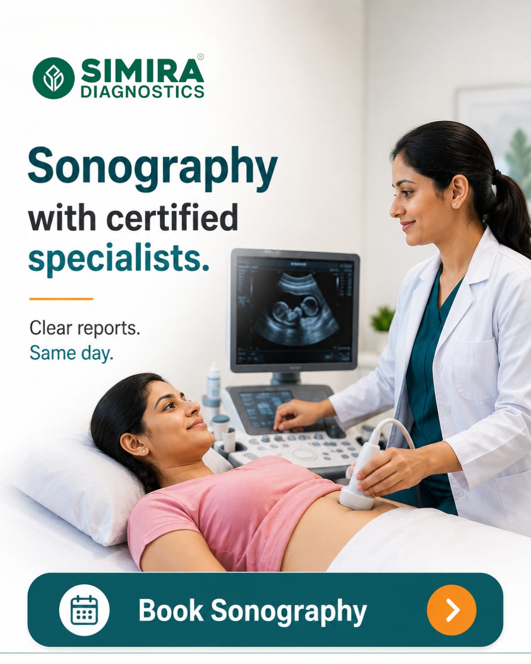 Simira Diagnostics Facebook ad: Report ready. Shared digitally