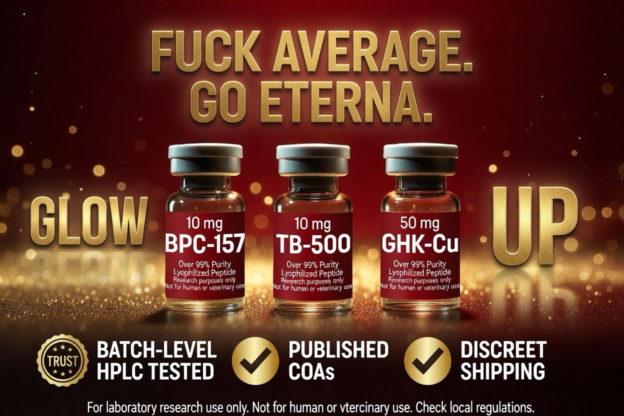 eternapeptide Facebook ad: Eterna Peptides Launch High-purity research compounds.