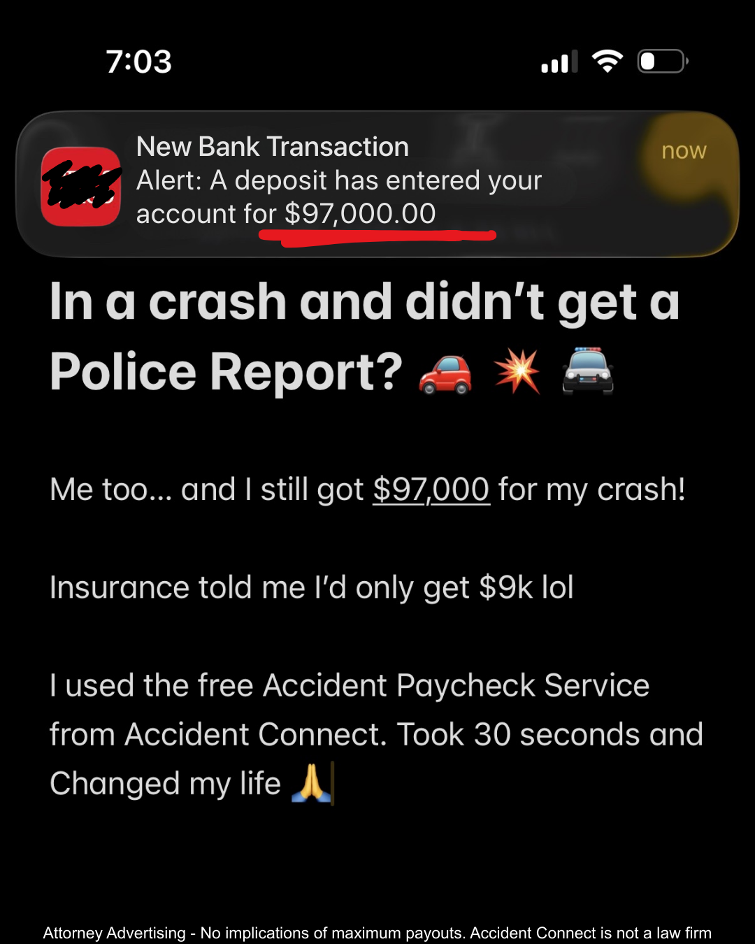 Accident Connect Facebook ad