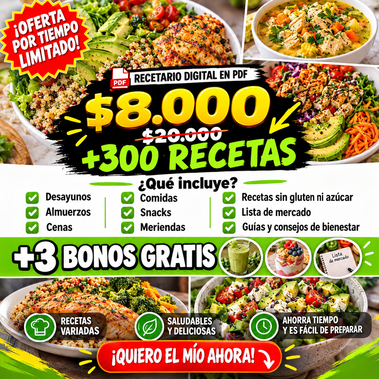 Sistema NutriPlan Facebook ad: Recetas por 8.000