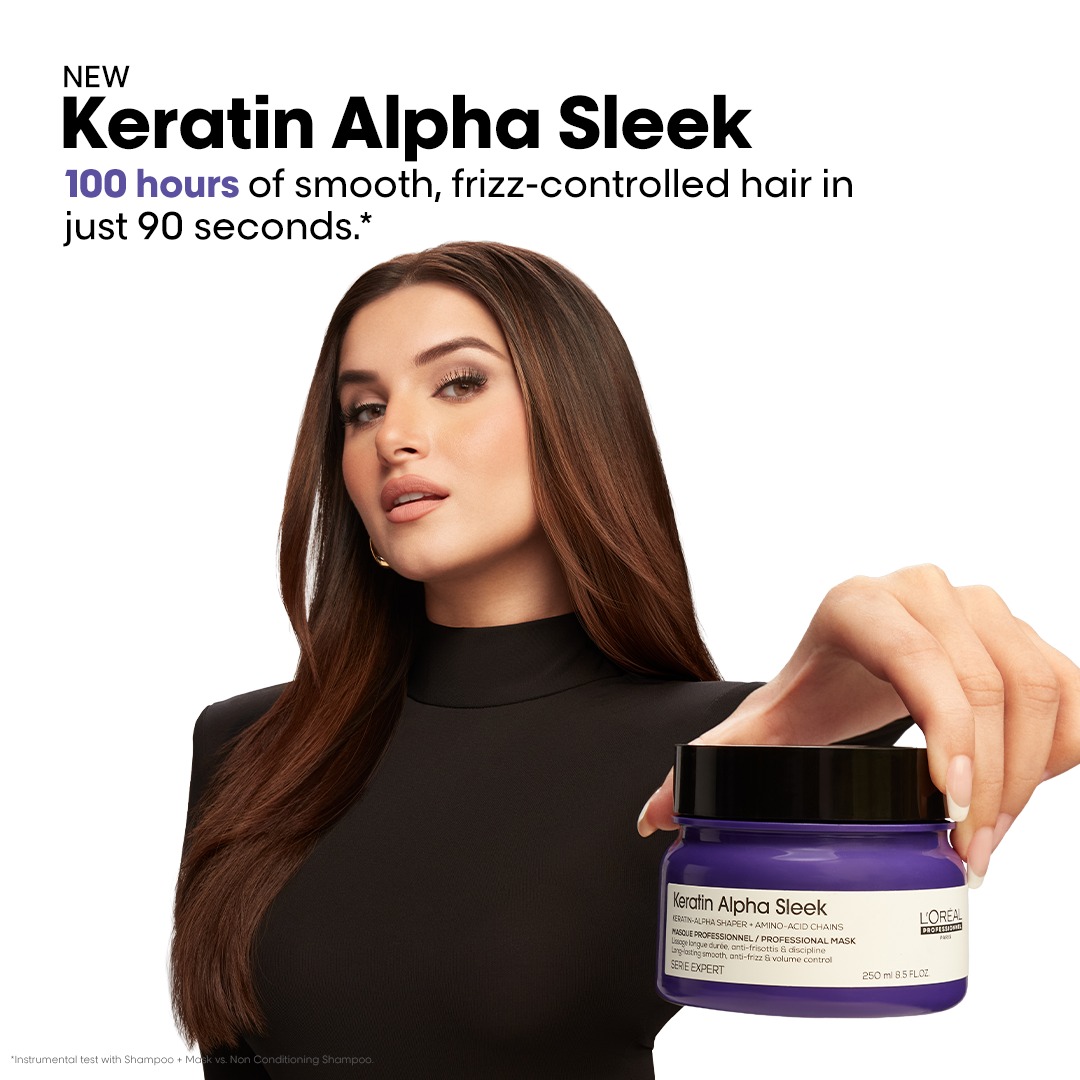 L'Oréal Professionnel India Facebook ad: New Keratin Alpha sleek