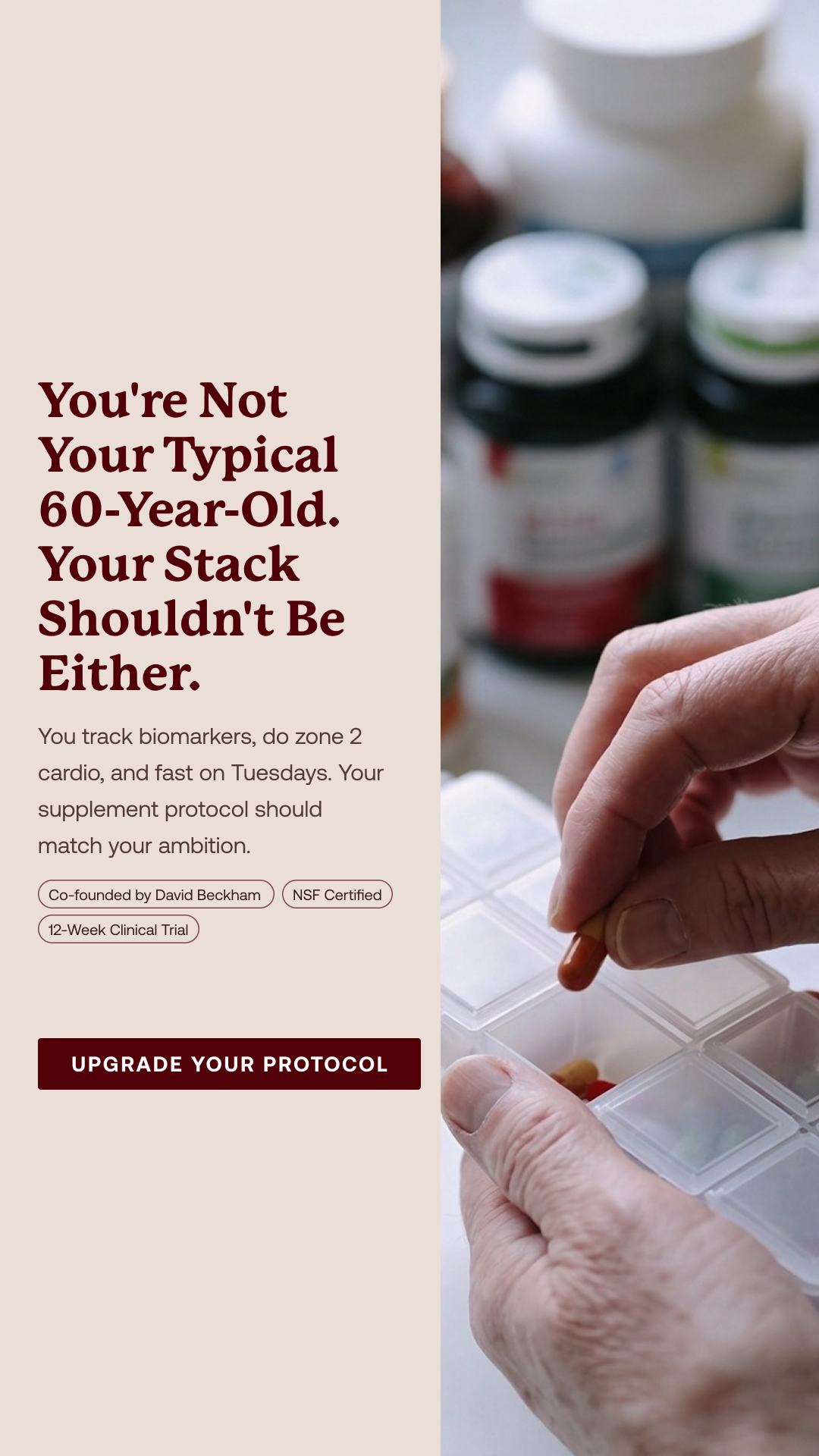 IM8 Facebook ad: Age Well. Perform Better.