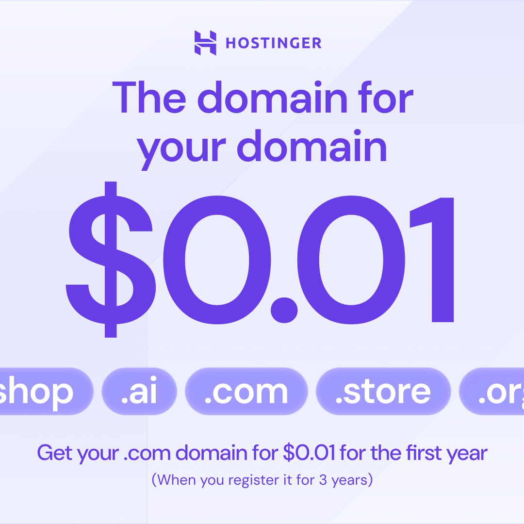 Hostinger Facebook ad: Domains from $0.99