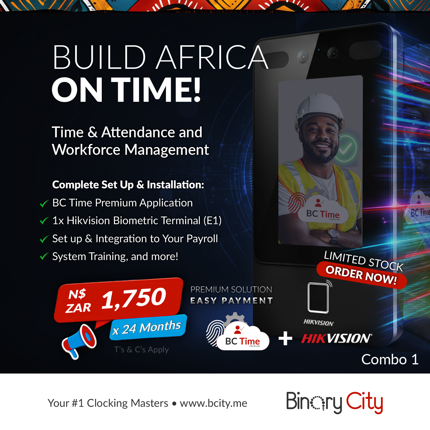 Binary City Facebook ad: It’s Time, get your Time & Attendance combo…