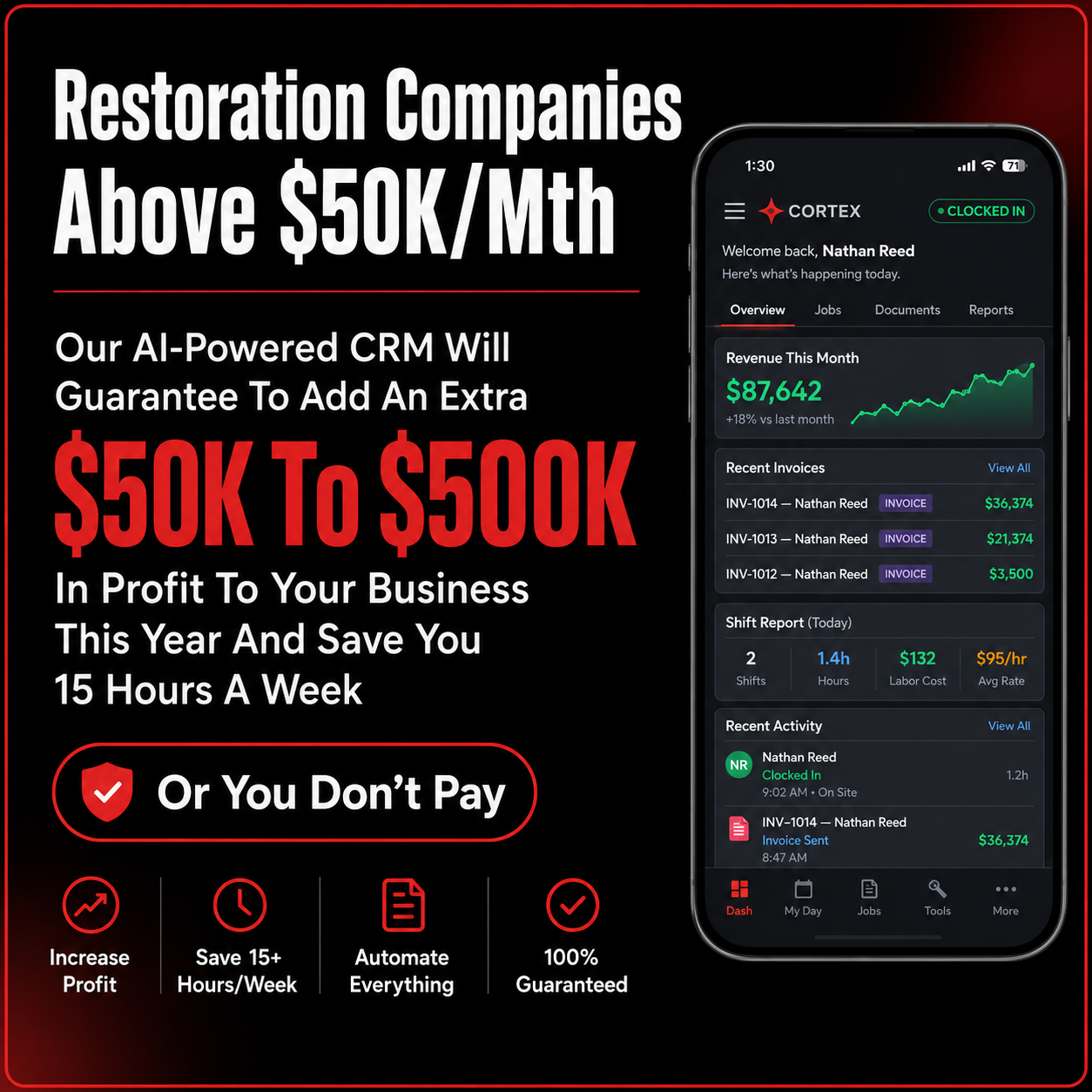 Job-Dox Facebook ad: Restoration Companies: Add an extra $50K to $500K in…