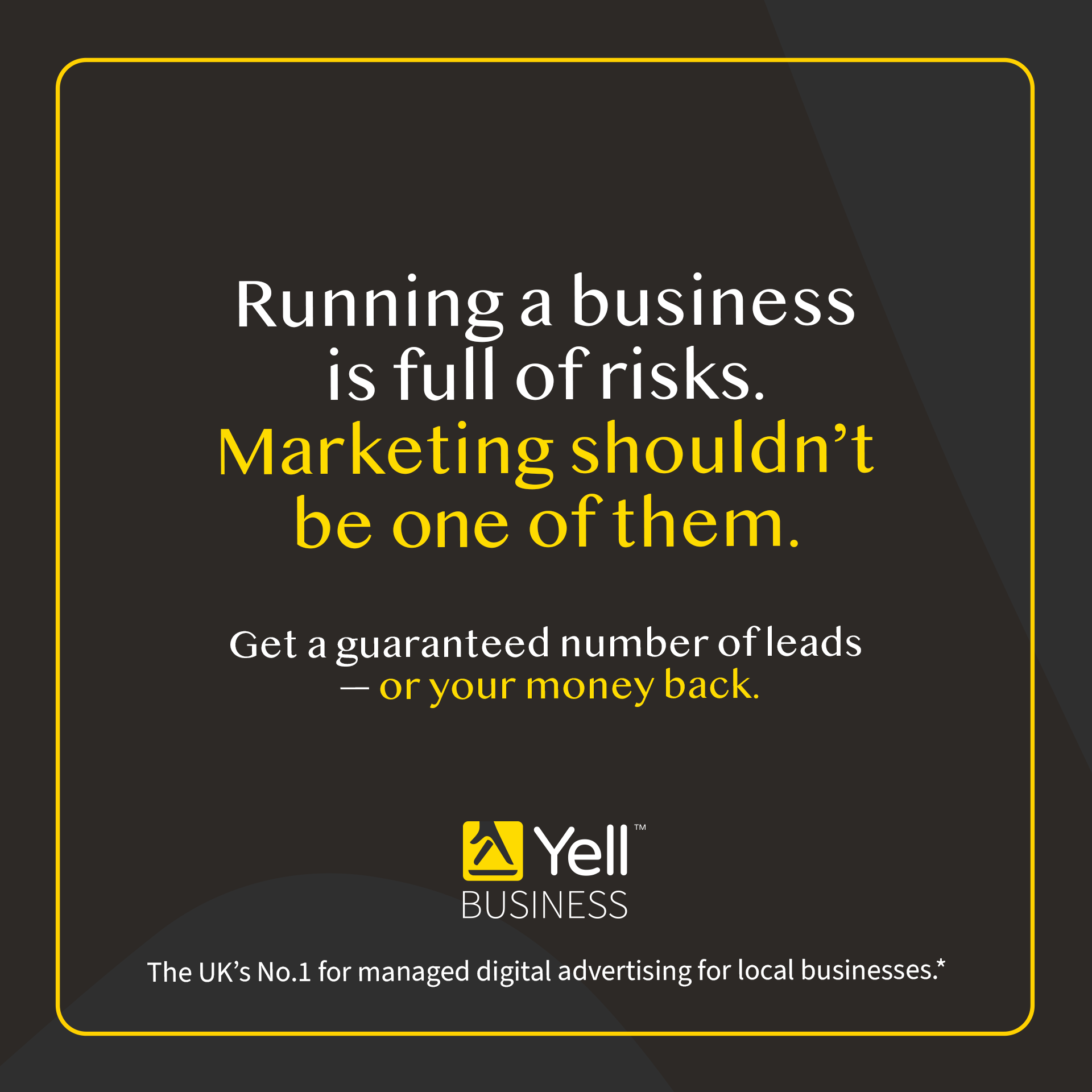 Yell Business Facebook ad: If marketing feels unpredictable, we can help.