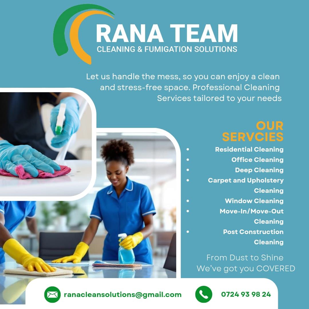 Rana Team Cleaning and Fumigation Solutions Facebook ad: From Dust to Shine-We've Got You Covered for…