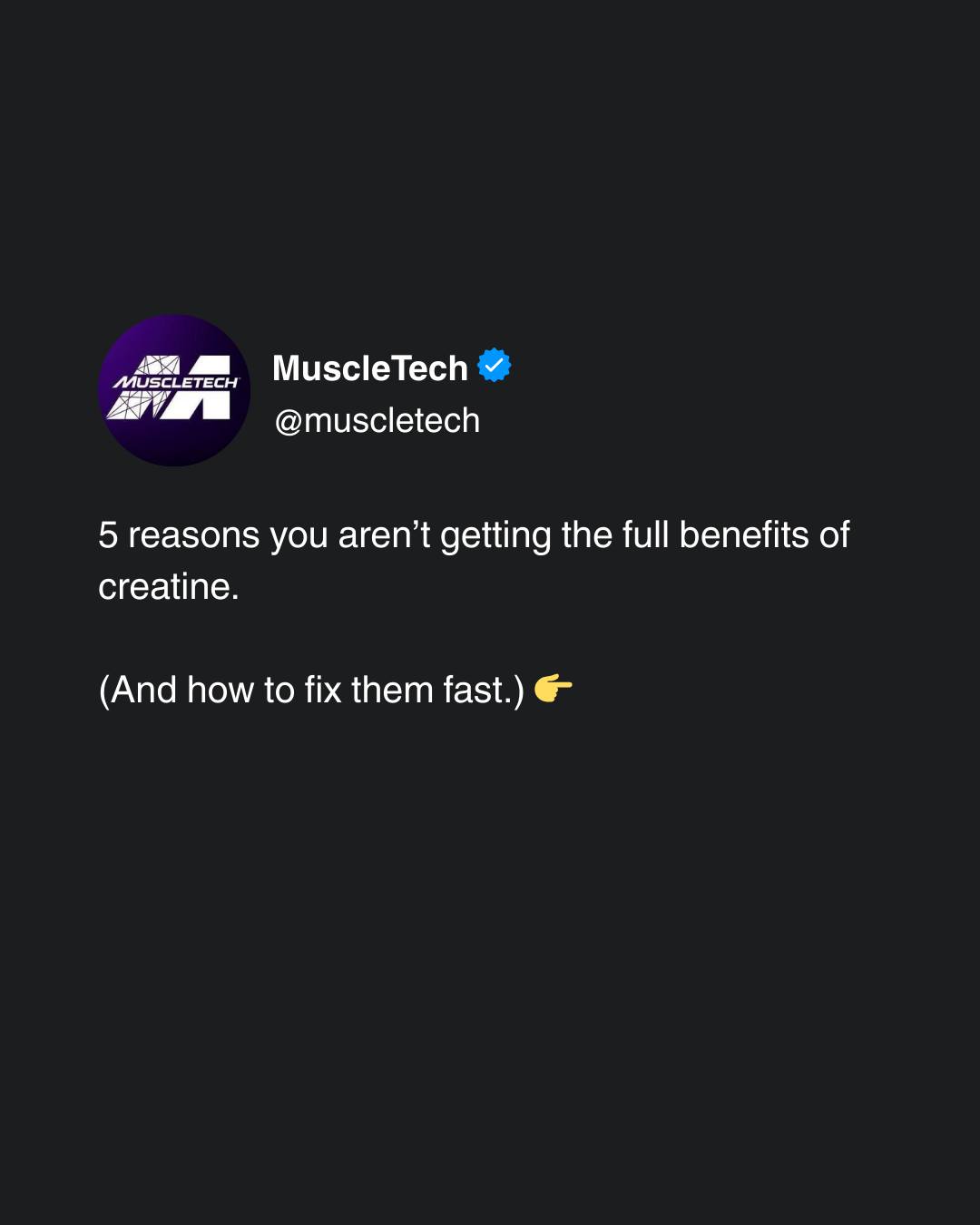 MuscleTech South Africa Facebook ad: You train hard-make sure your creatine's working just…