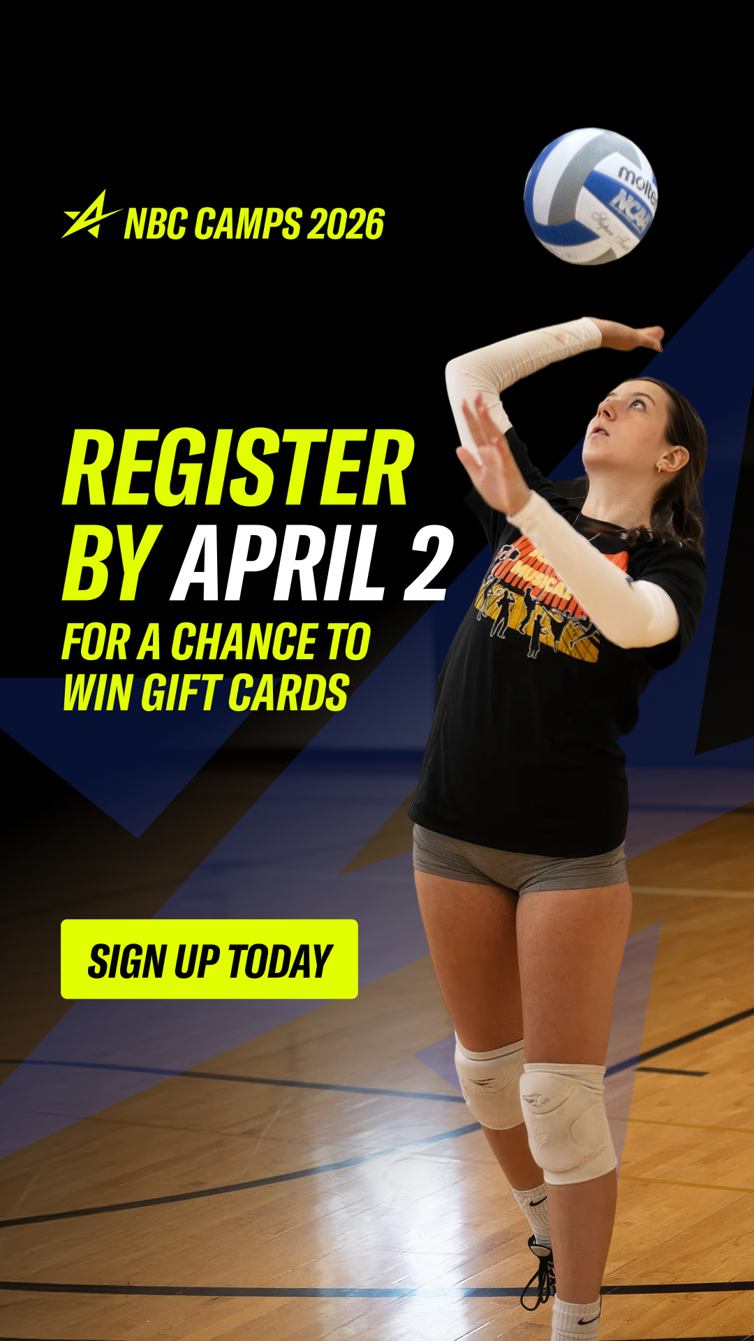 NBC Volleyball Camps! Facebook ad from Mar 17, 2026