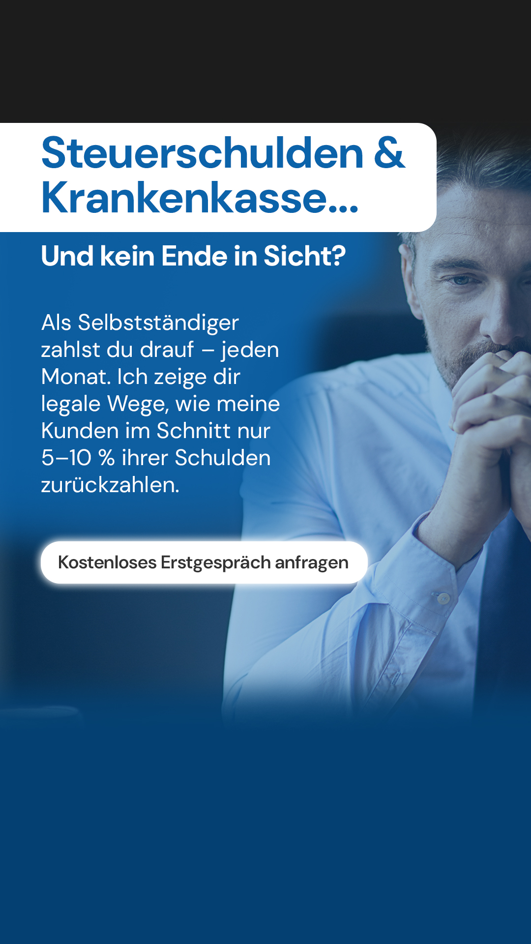Jörg Engel Facebook ad: Selbstständig & Schulden beim Finanzamt?