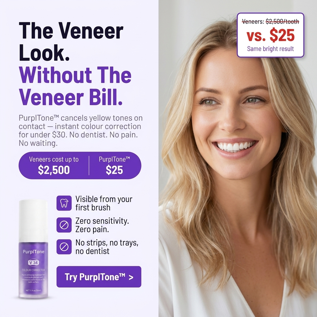 PurplTone Facebook ad: The Veneer Look. Without The Veneer Bill.