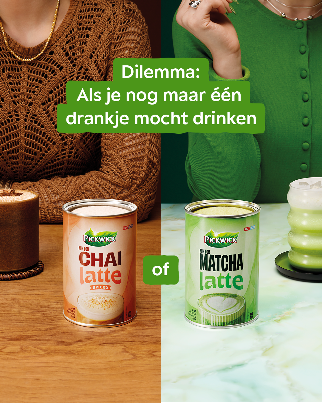 Pickwick Nederland Facebook ad: Ben jij Team Matcha of Team Chai?