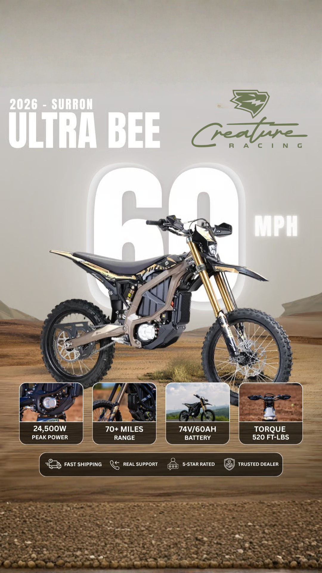 Creature Racing Facebook ad: 2026 Surron Ultra Bee HP | Creature Racing