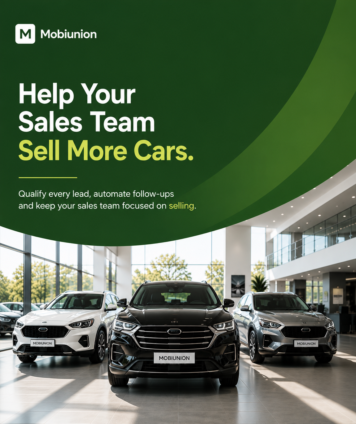Mobiunion Facebook ad: Help Your Sales Team Sell More Cars