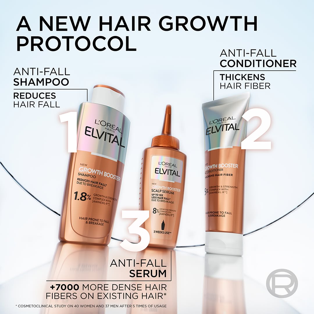 L'Oréal Paris Facebook ad: Testa Growth Booster-rutinen