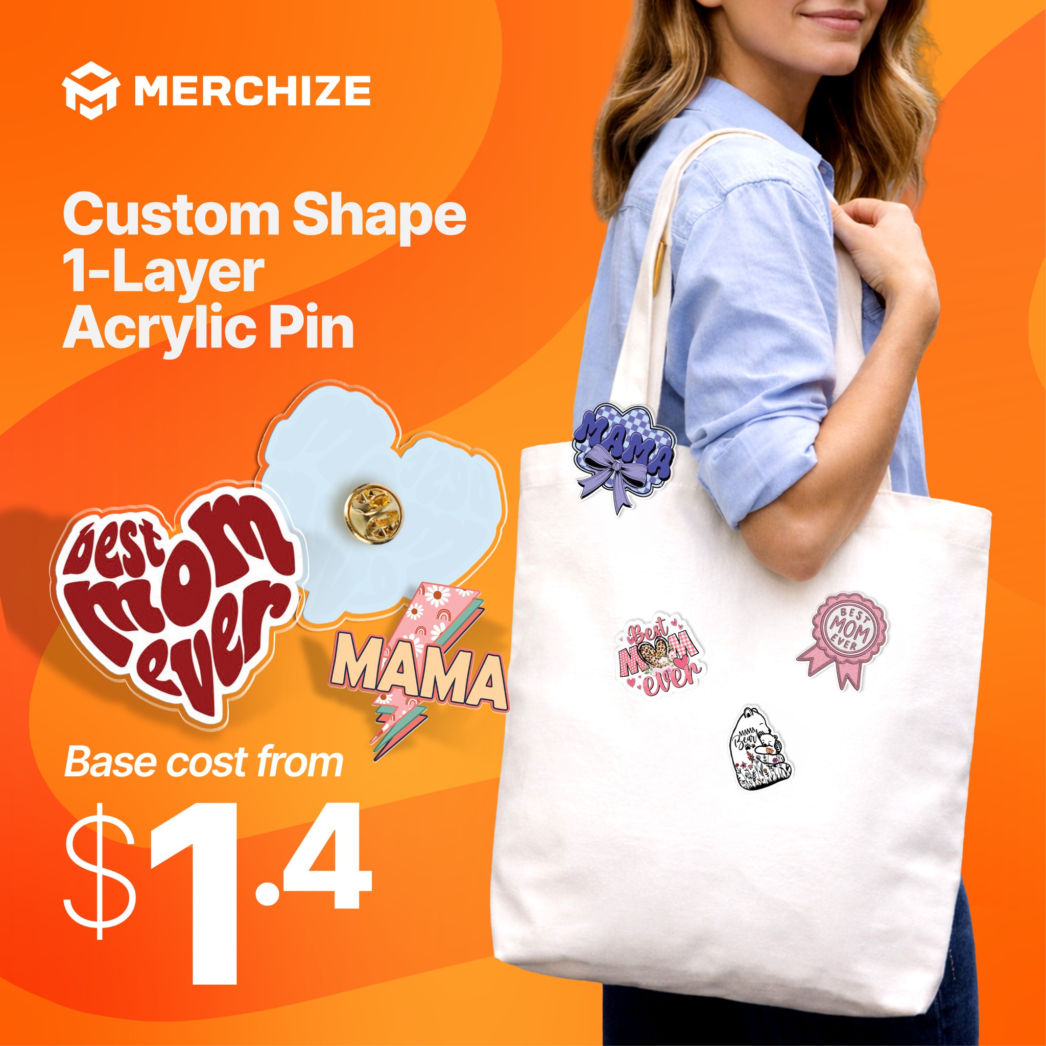 Merchize - POD Fulfillment Facebook ad: Nhỏ, Rẻ, Dễ Scale: Acrylic Pin là vũ…