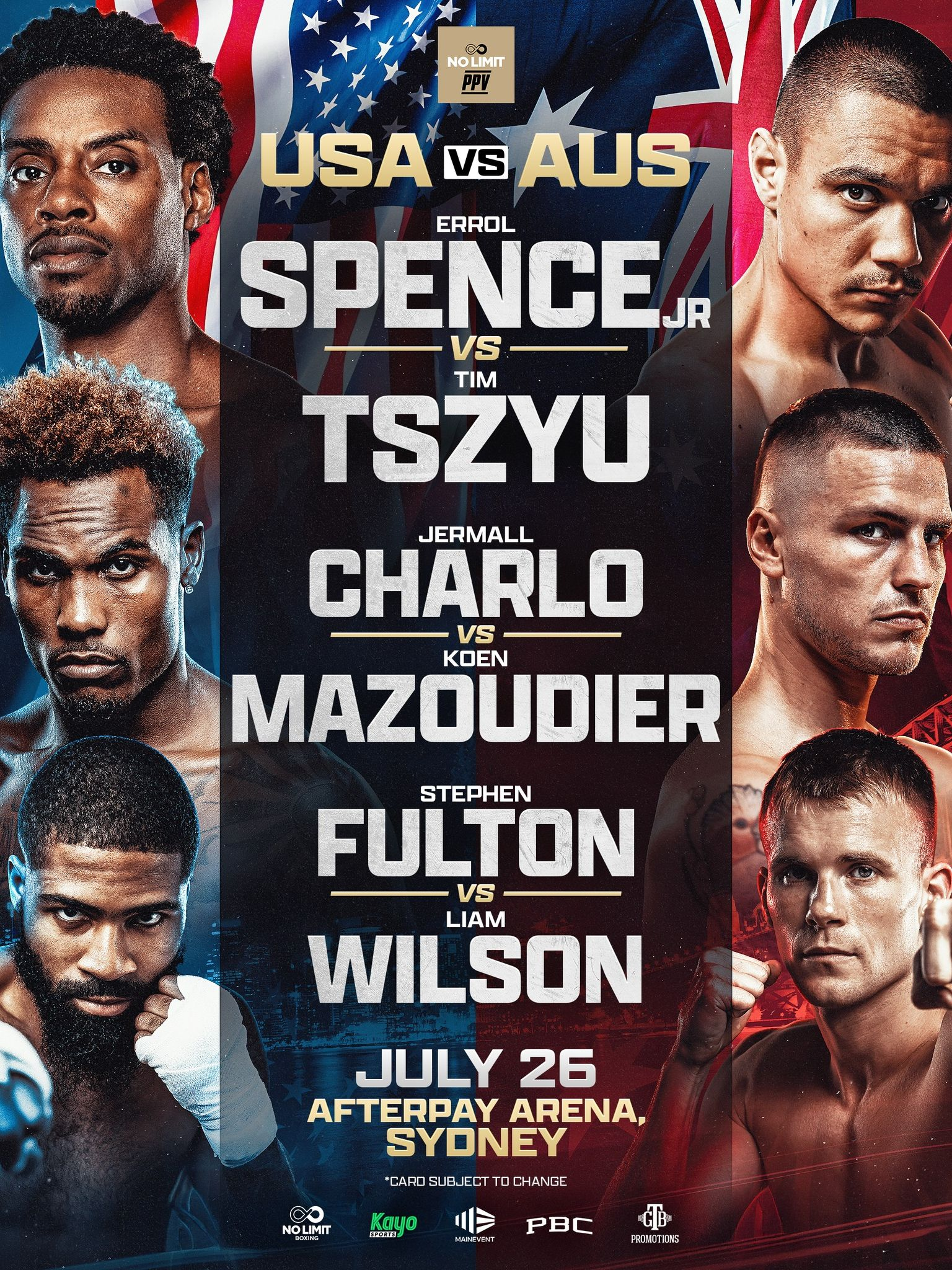 No Limit Boxing Facebook ad: Tim Tszyu vs Errol Spence Jr.