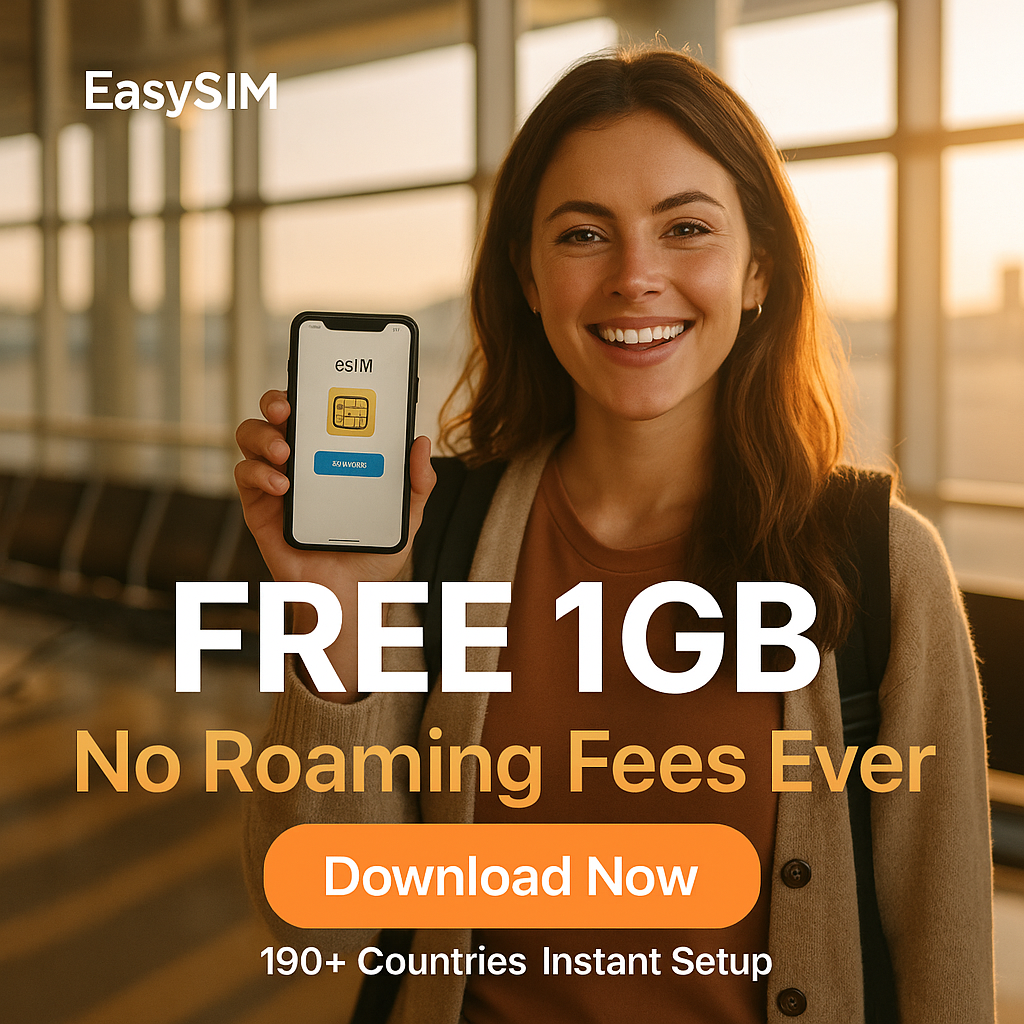 EasySim Facebook ad: FREE 1GB eSIM - Zero Roaming Fees