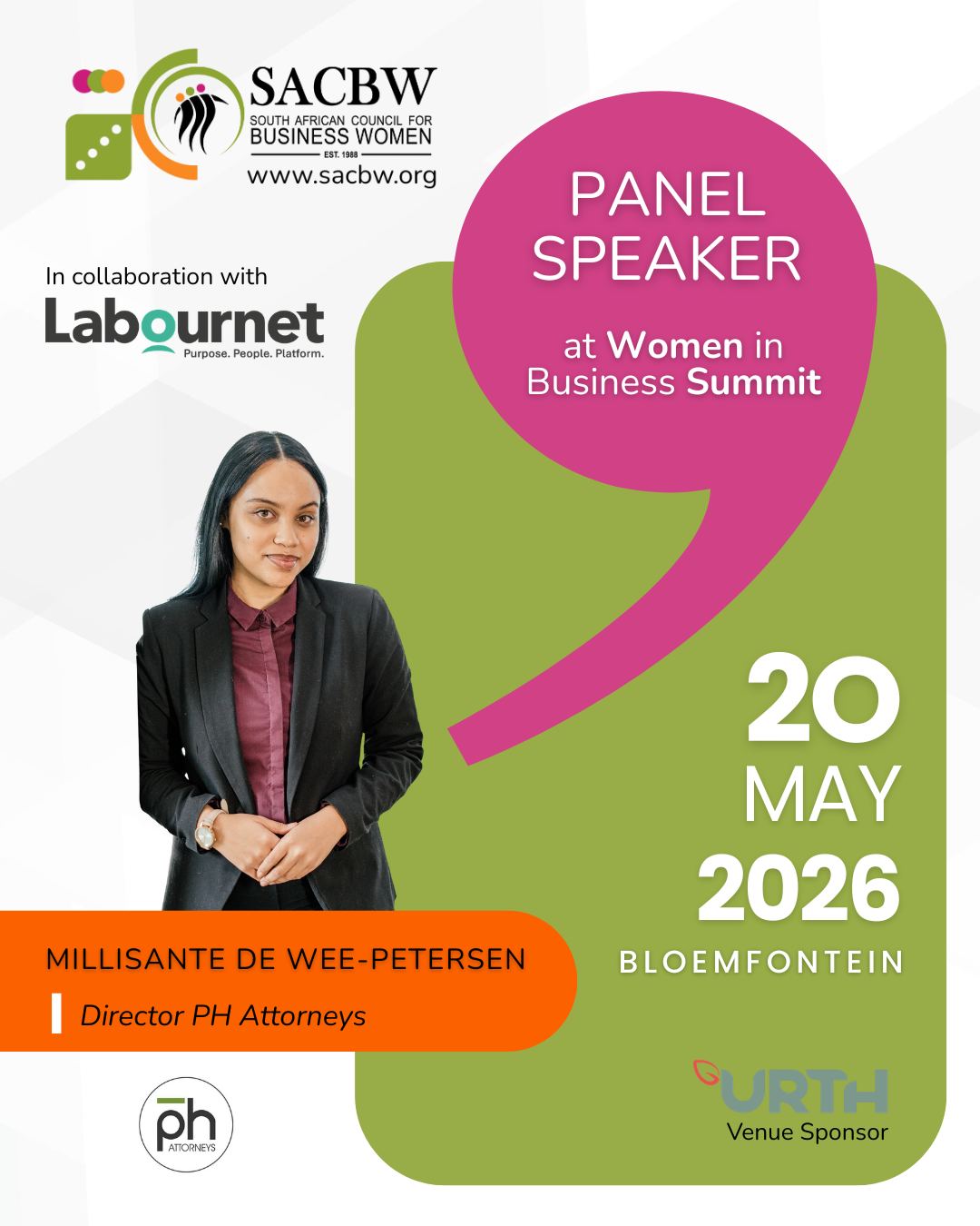SACBW National Facebook ad: Panel Speaker Millisante De Wee-Petersen