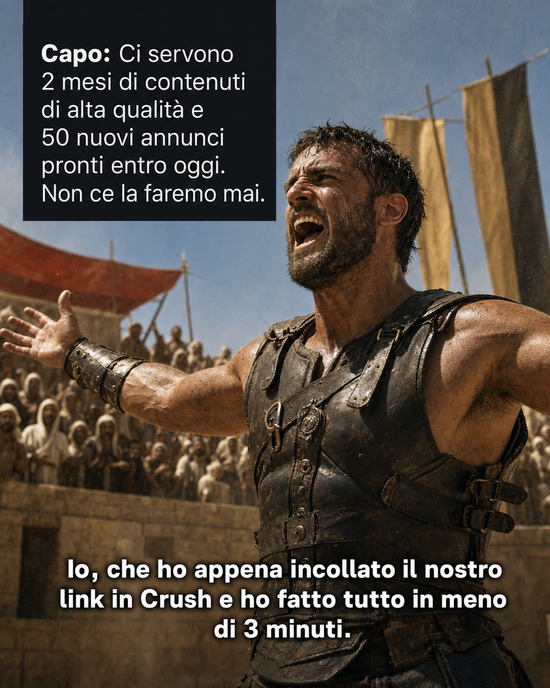 trycrush.ai Facebook ad: 50 annunci entro oggi? Fatto in 3 minuti