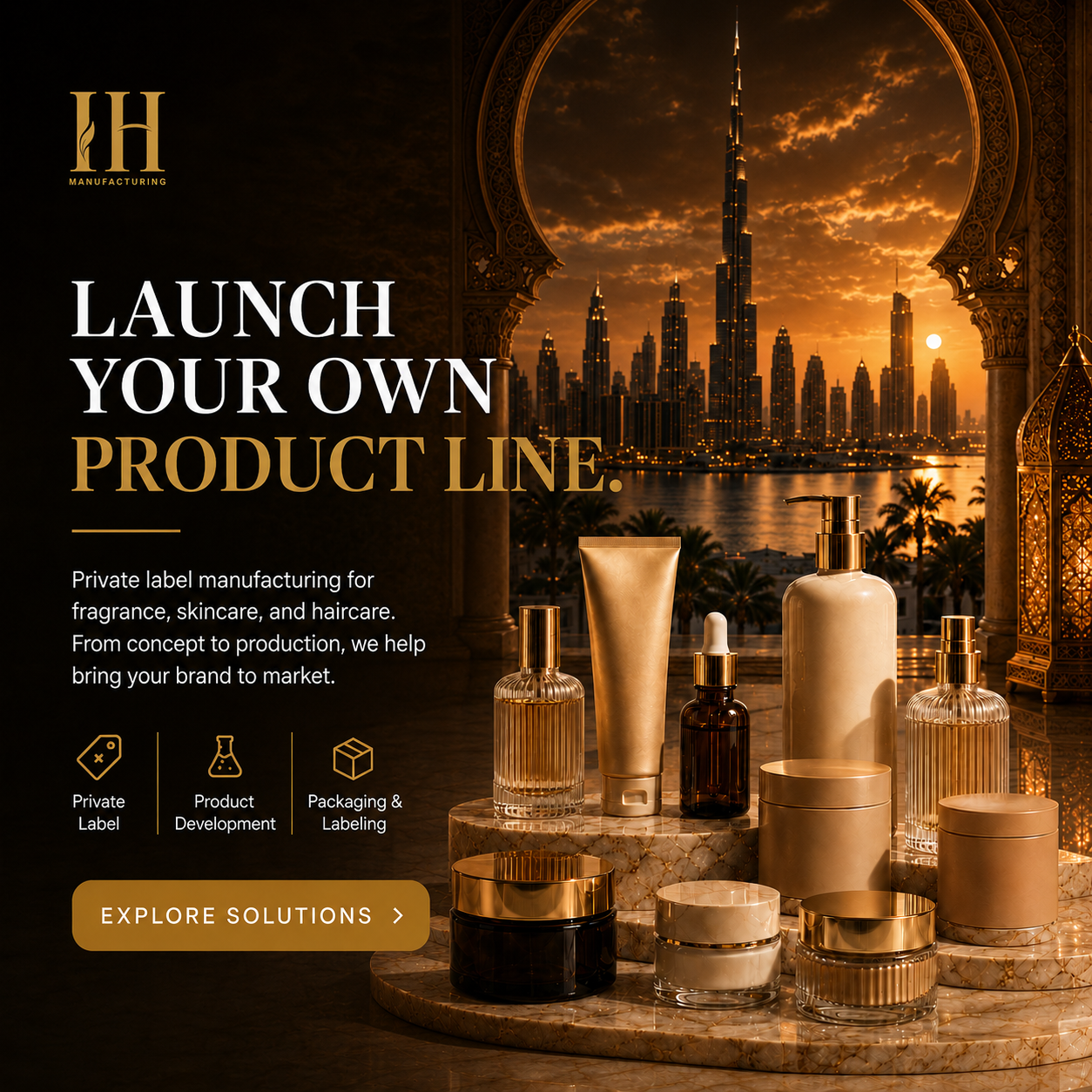 IH Manufacturing Facebook ad: Launch Your Own Product Line