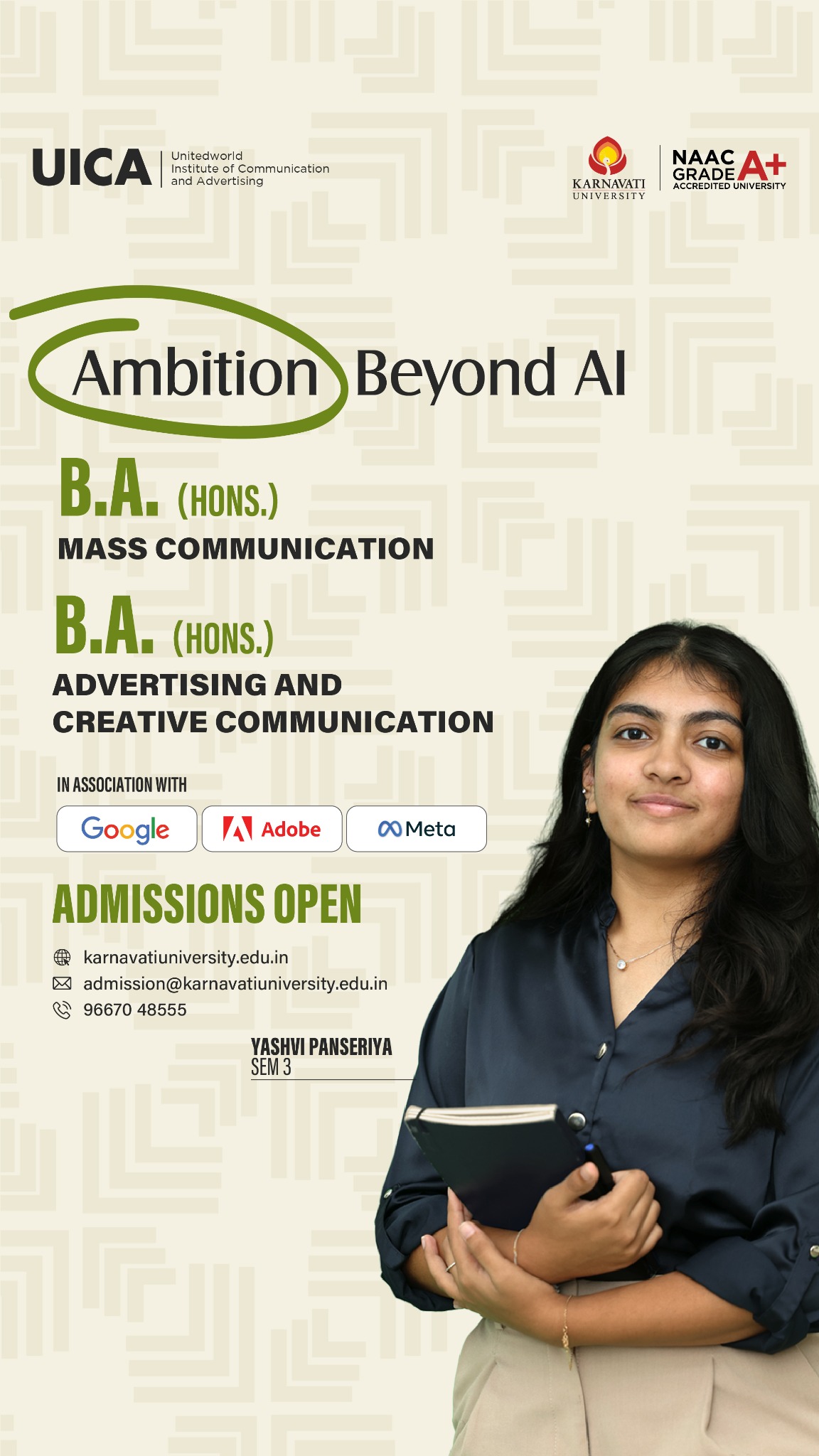 Karnavati University Facebook ad from Apr 6, 2026