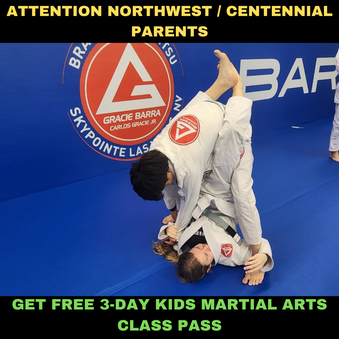 Gracie Barra SkyPointe Centennial Las Vegas Facebook ad: Want a FREE 3-Day, Kids Martial Arts Class Pass?