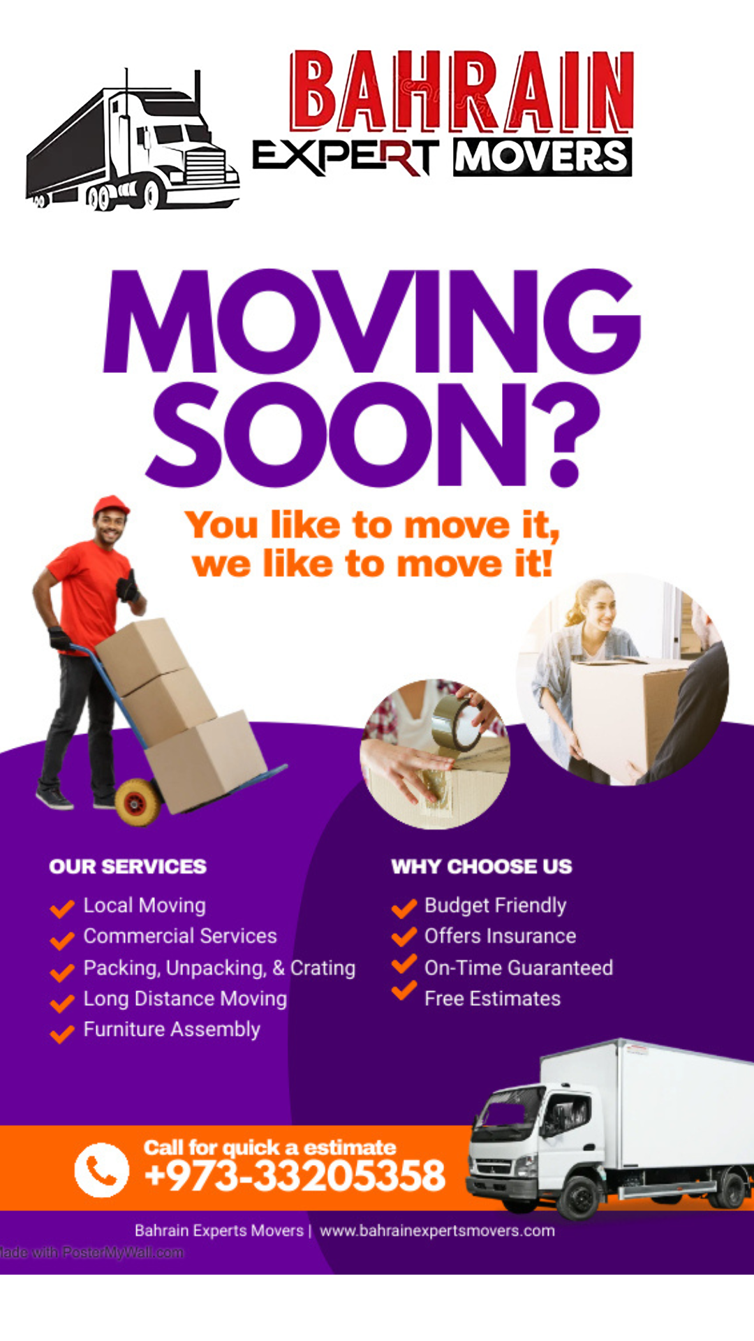 Bahrain Experts Movers Facebook ad: Packing your Trust everyday!