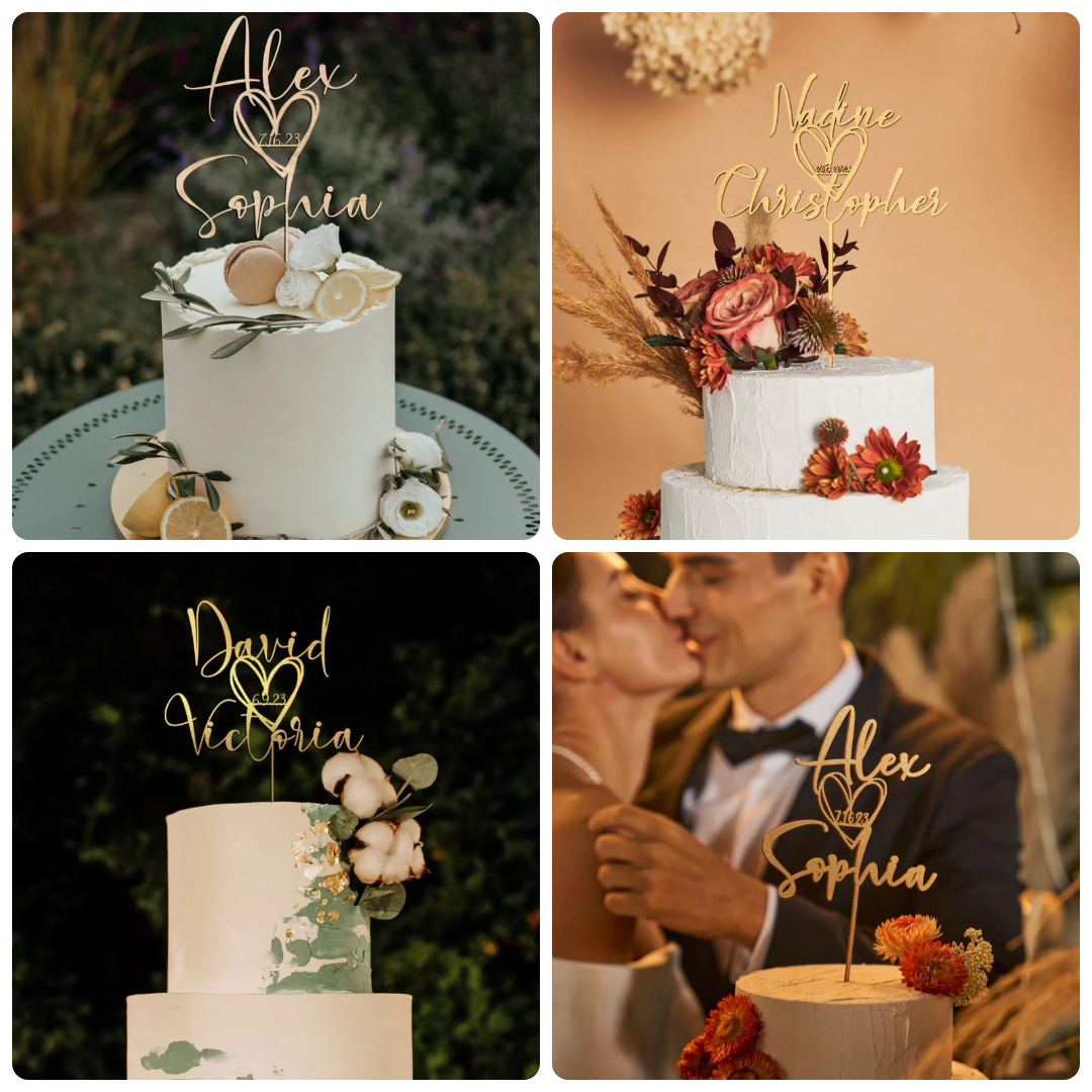 Family Custom Gifts Facebook ad: Custom Heart Cake Topper with Date