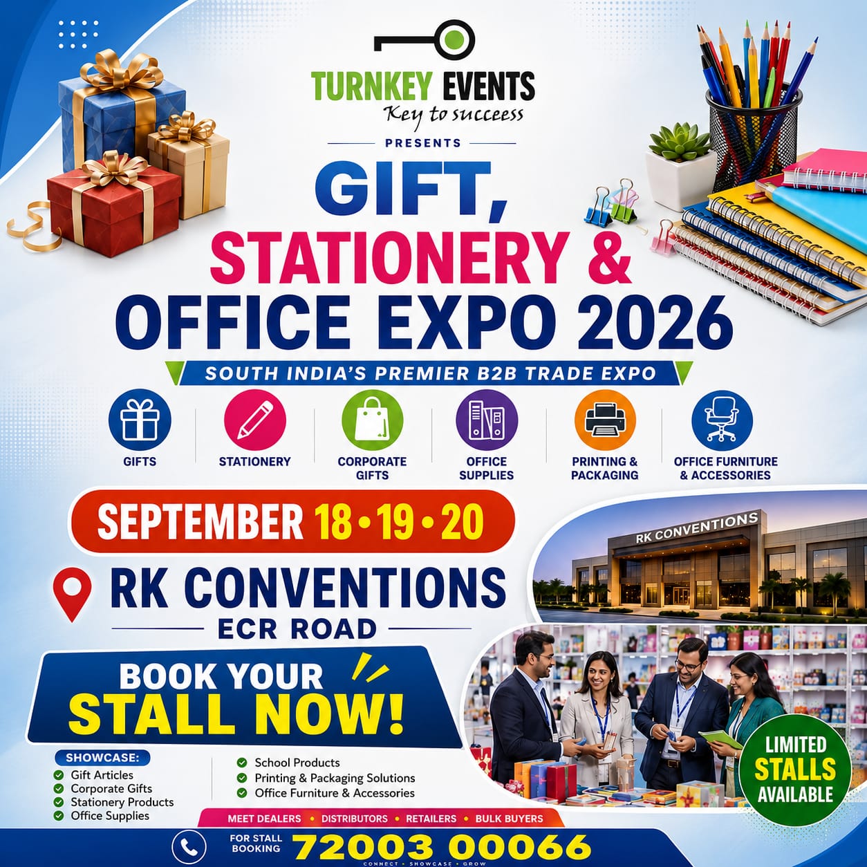 Turnkey Events Facebook ad: Book Your Stall, Stationery & Office Expo 2026