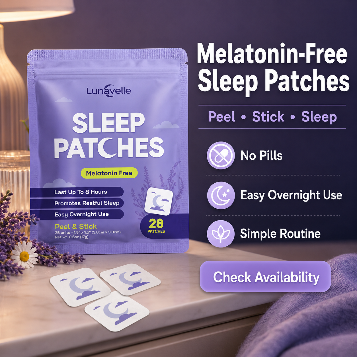 The Wellness Daily Facebook ad: Melatonin-Free Sleep Patches