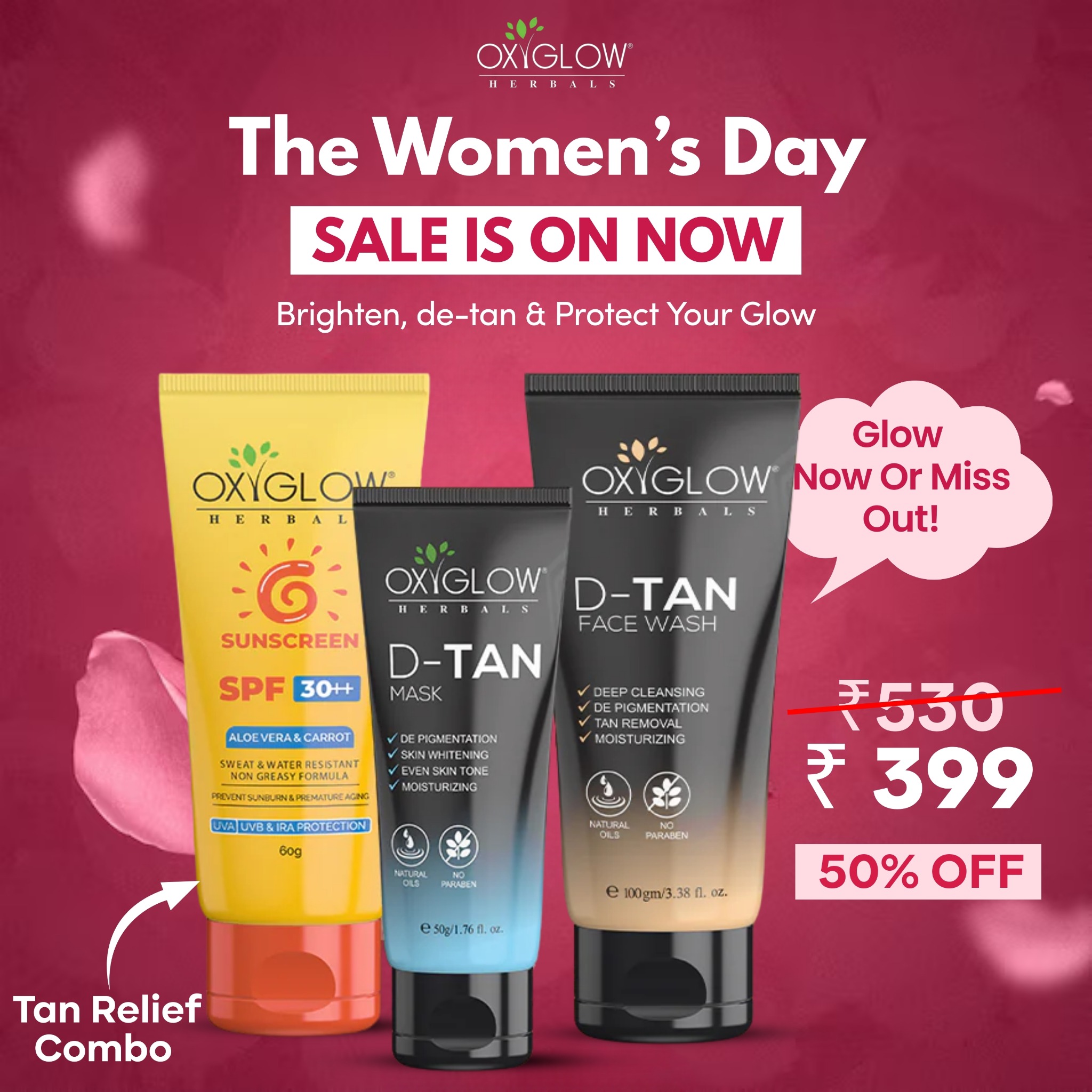 OxyGlow Cosmetics Facebook ad