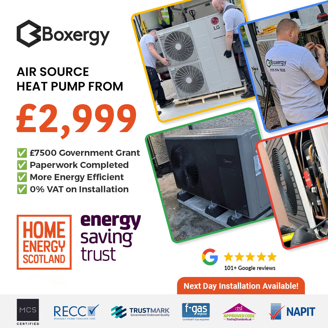 Boxergy Facebook ad: Switch to a Heat Pump From Just £2,999