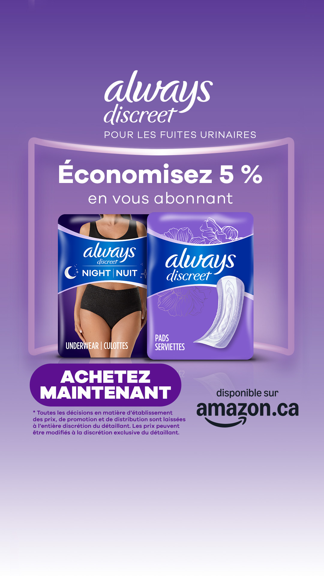 Always Discreet Facebook ad