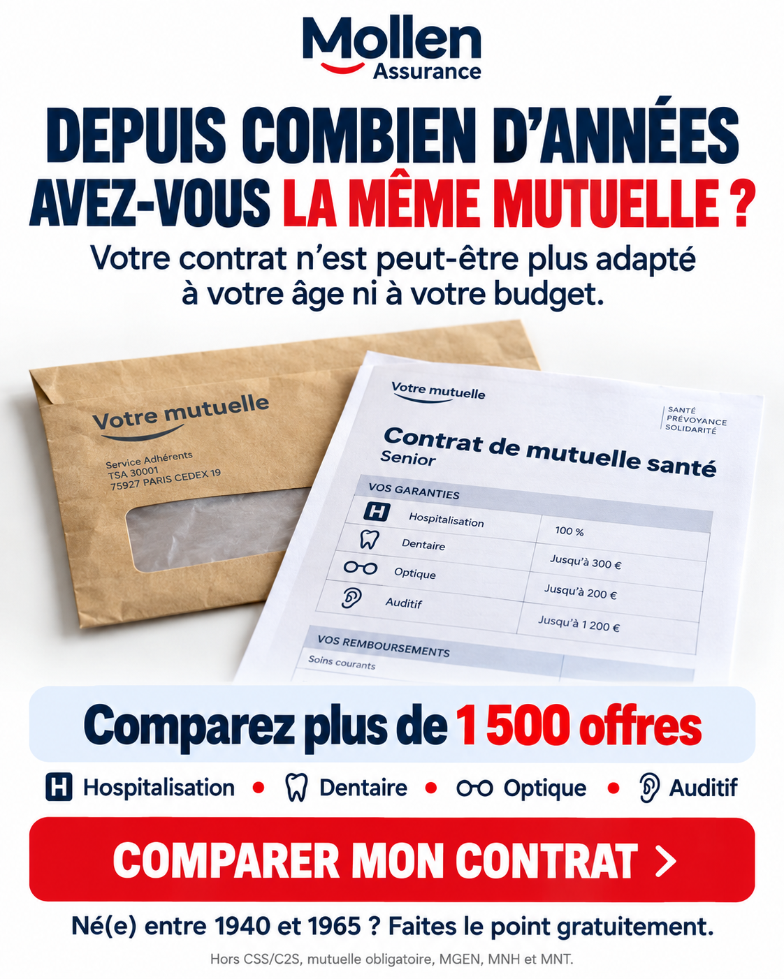 Mollen Assurance Facebook ad: Votre mutuelle est-elle encore adaptée?