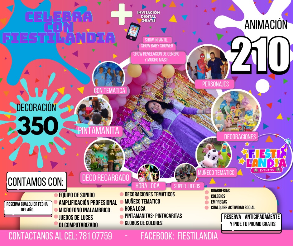 Fiestilandia Eventos Facebook ad: ¡Llegó Fiestilandia!