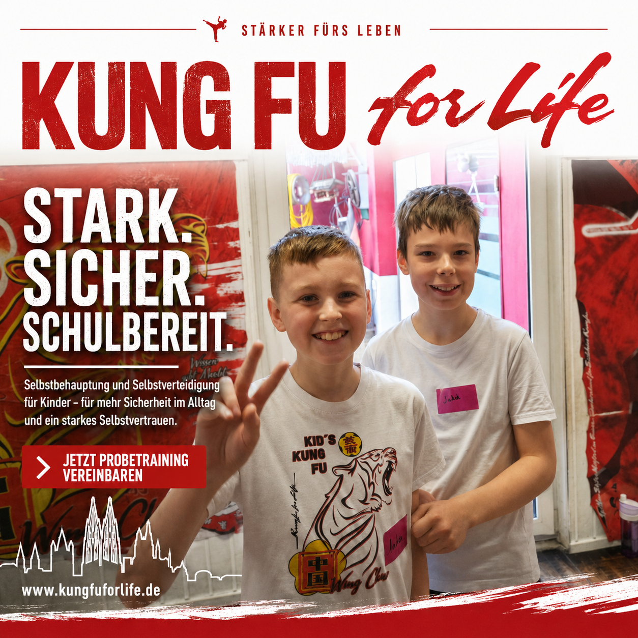 Kung Fu For Life Facebook ad: Schulstart = 0% Selbstzweifel