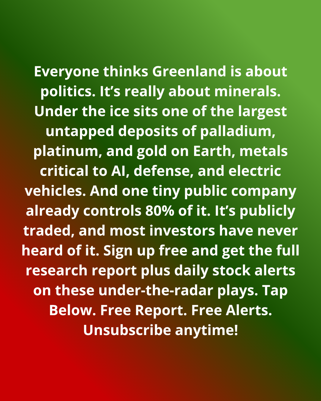 BullseyeAlerts Facebook ad: The $68B Greenland Opportunity