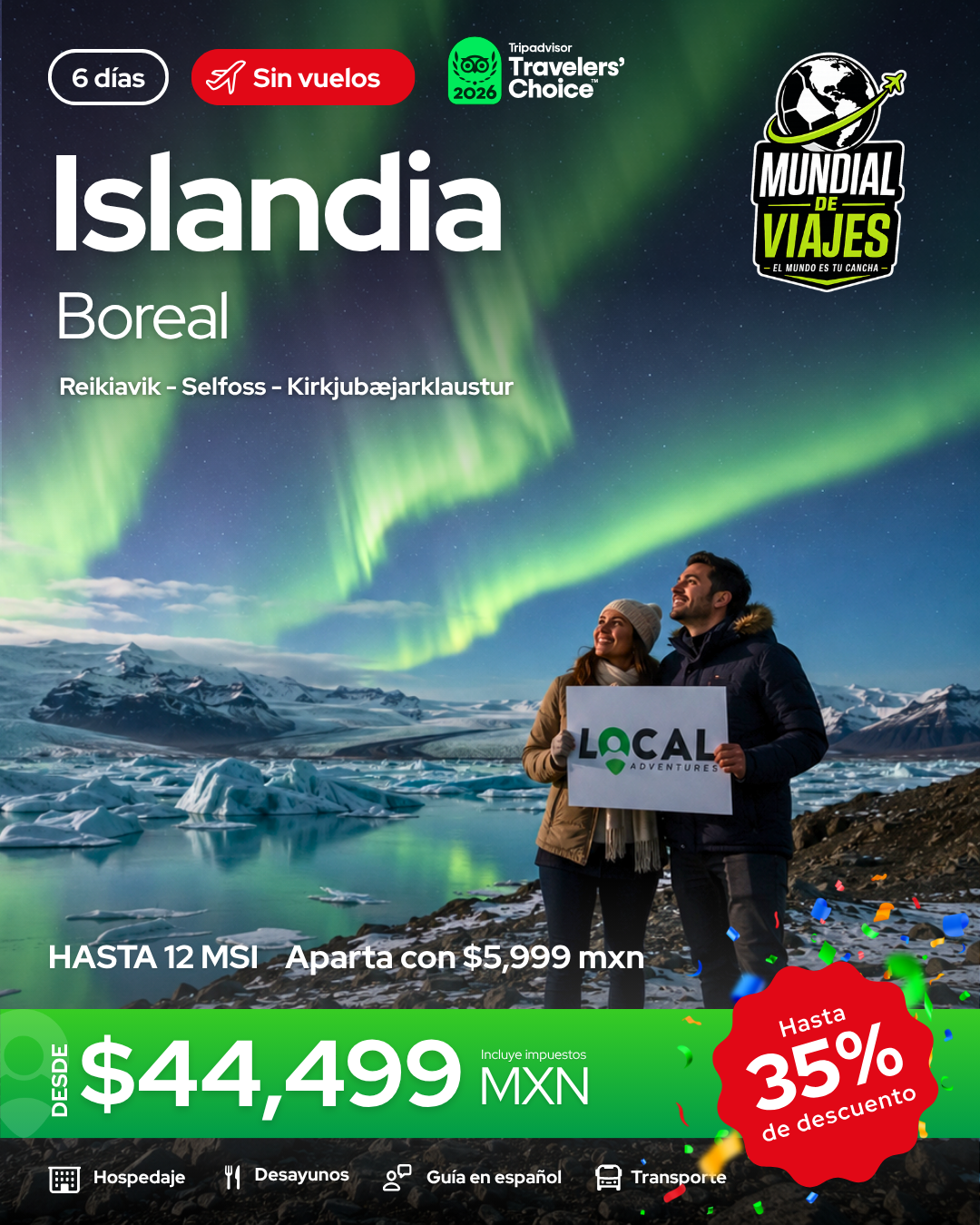 LocalAdventures Facebook ad: Hasta 35% OFF | Desde $44,499 MXN | Sin vuelos | Cotiza aquí
