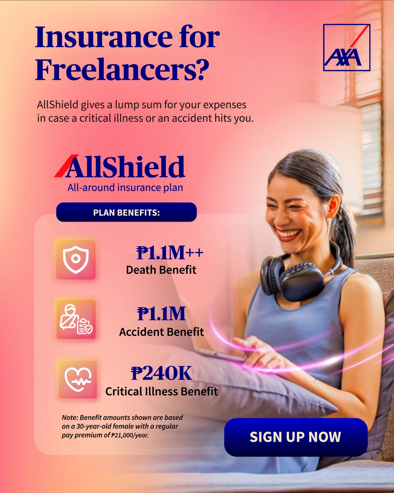 AXA Philippines Facebook ad: Insurance for Freelancers