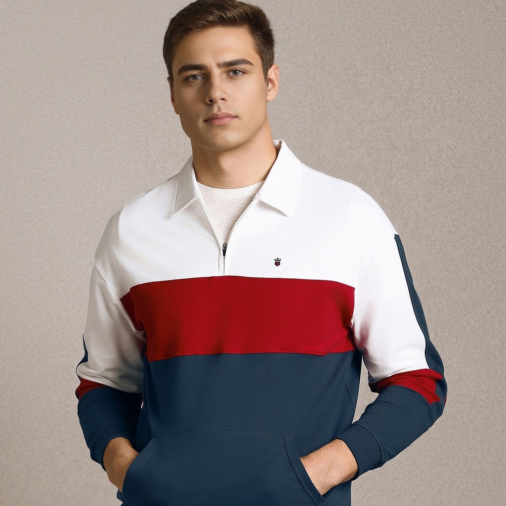 Louis Philippe Facebook ad: Men Multi Print Polo Neck T-shirt
